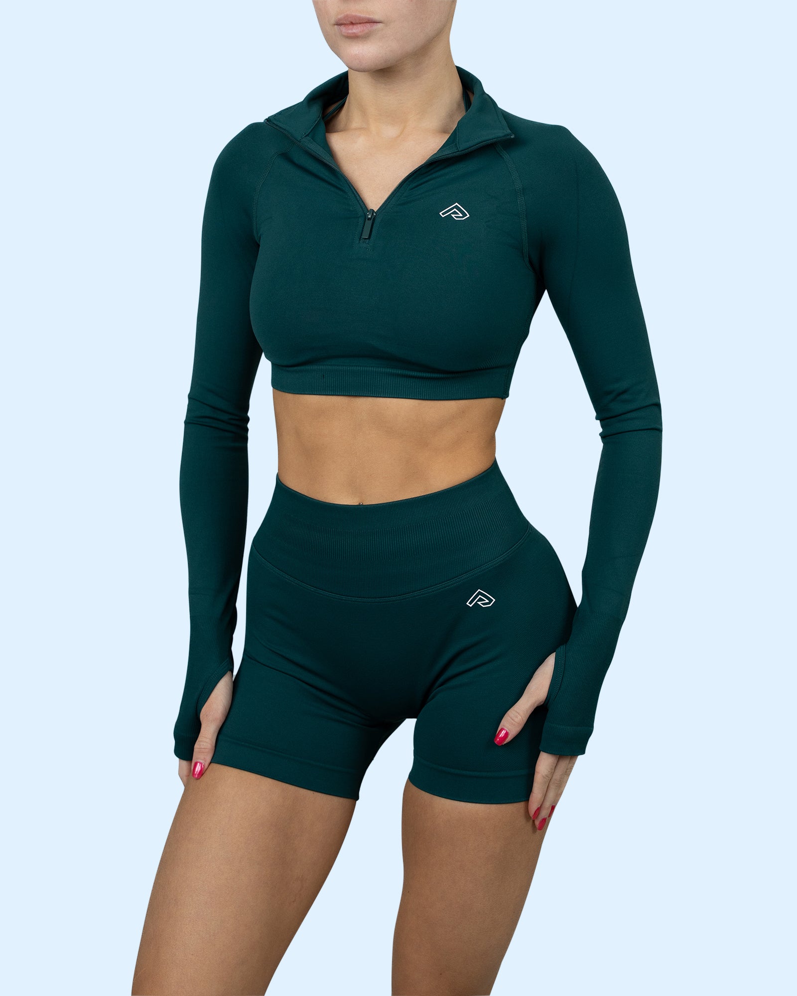 Ember Cropped Zip Top - Emerald