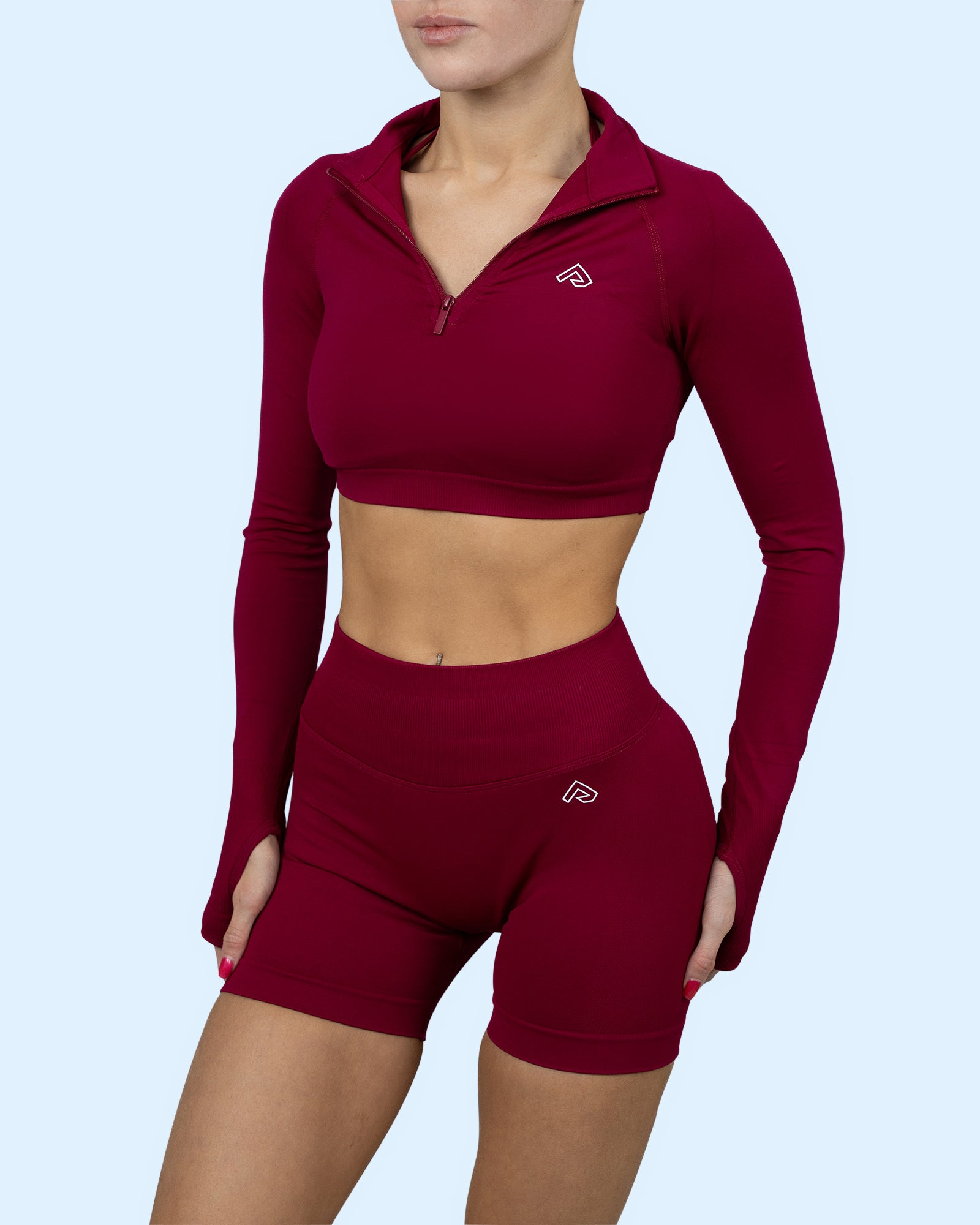 Ember Cropped Zip Top - Ruby